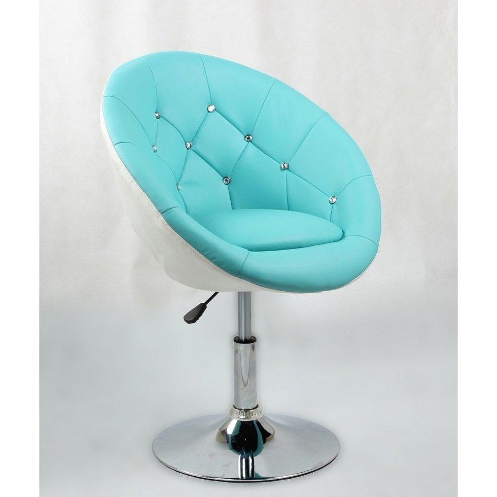 Перукарське крісло на пневматиці HC8516 стрази, блакитний з білим, фото 1