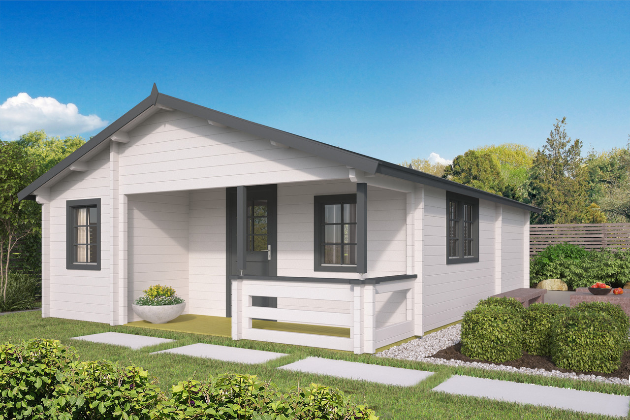 Будинок з термобруса 48 м2. Будівництво будинків з термобруса в Україні Thermo Wooden House 120