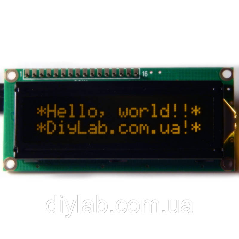 LCD 1602 HD44780 помаранчеві символи, чорний фон