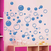 Наклейки для ванної кімнати блакитні "Бульбашки" - розмір стікера 43*19см