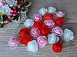 Троянди з латексу з фатином рожеві D - 3.5 см, H - 1.5 см., фото 2