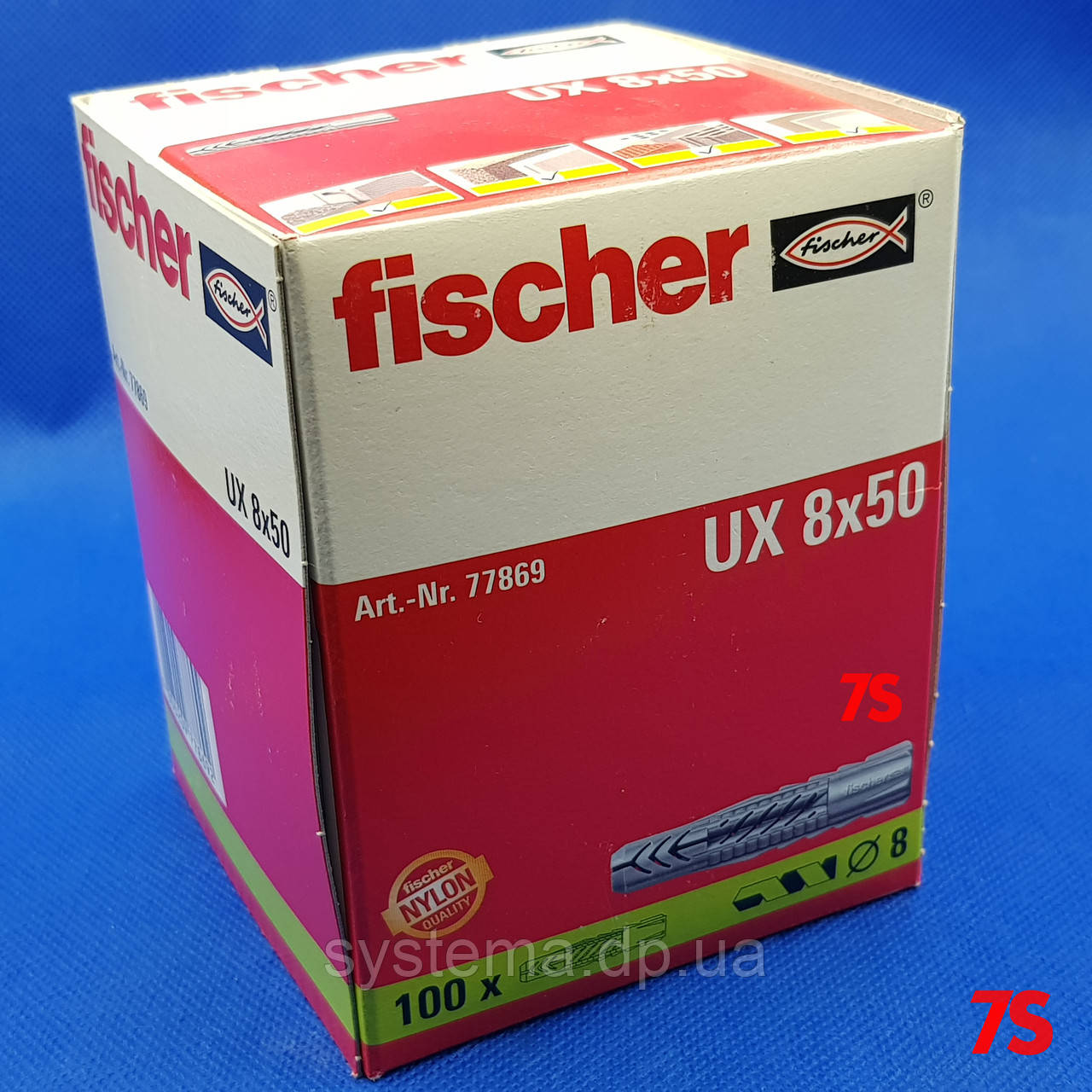 Fischer UX 8 x 50 - Нейлоновий універсальний дюбель, упаковка 100 шт.