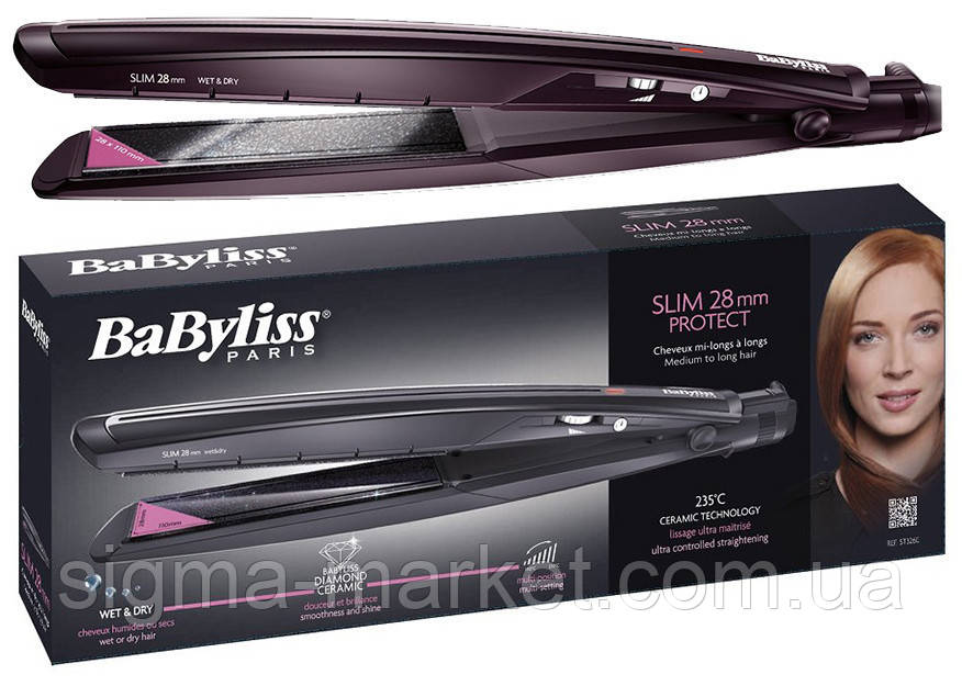 Выпрямитель BABYLISS ST326E на сухие и влажные волосы