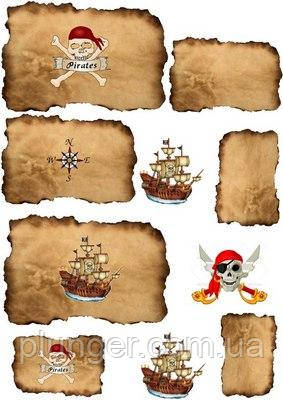 Вафельна картинка для кондитерських виробів Піратська (листок А4) 11, фото 1