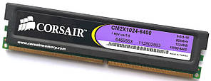 Ігрова оперативна пам'ять Corsair DDR2 1Gb 800MHz PC2 6400U 2R8 CL5 (CM2X1024-6400) Б/В