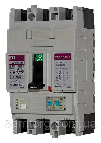 Автоматический выключатель EB2 125/3L 125А 3р (25кА), 4671026, ETI