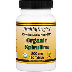 Спіруліна Healthy Origins Organic Spirulina 500 mg (180 таб) Хелсі оріджінс