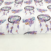 Польська бязь "Ловці снів бузкові на білому", фото 2