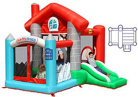 Надувний батут Щасливий Будинок середній розмір, з нагнітувачем повітря, на дачу