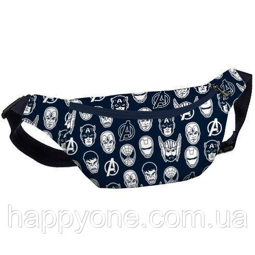 Сумка бананка BUMBAG Супергерой на синьому тлі