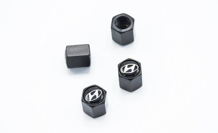 Ковпачки на ніпель з логотипом авто Hyundai та брелоком AIR CAP логотип Хундай, фото 3