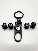 Ковпачки на ніпель з логотипом авто Skoda і брелком AIR CAP логотип Шкода, фото 3