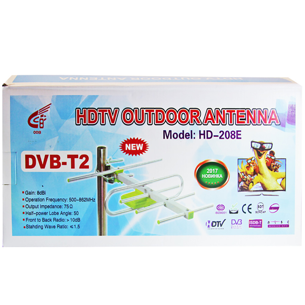 Антенна для телевизора с усилителем DVB-T2 HD-208E D100, цена 351 грн ...