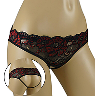 Еротичні сексуальні мереживні трусики труси жіночі чорні з вирізом Dina