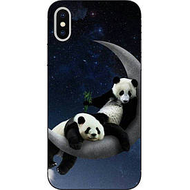 Чохол з картинкою силіконовий для Iphone XS Панди на місяці