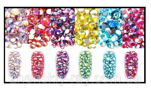 Mix каменів Swarovski шість кольорів АВ, 720 шт.