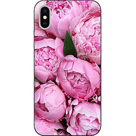 Чохол з картинкою силіконовий для Iphone XS Рожеві півонії