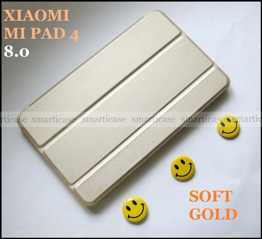 Xiaomi Mi pad 4 Gold чехол книжка золотой умный с силиконовым бампером Soft TPU - фото 1 - id-p1002462270