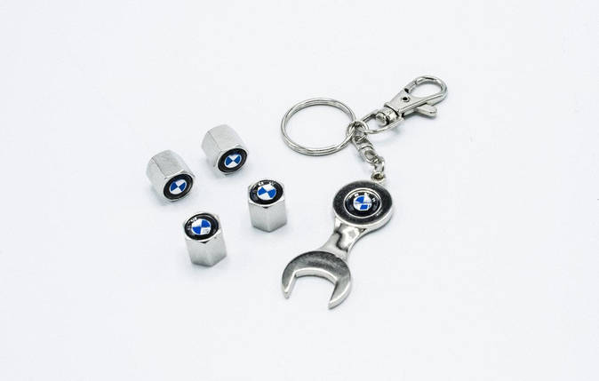Ковпачки на ніпель з логотипом BMW і брелком ключиком TIRE VALVES YX-088 логотип БМВ, фото 1