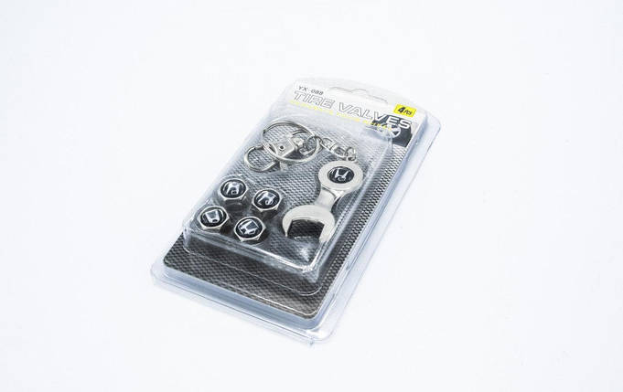 Ковпачки на ніпель з логотипом Honda і брелком ключиком TIRE VALVES YX-088 логотип Хонда, фото 2