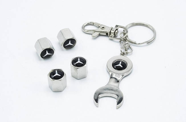 Ковпачки на ніпель з логотипом Mercedes і брелком ключиком TIRE VALVES YX-088 логотип Мерседес бенс, фото 1