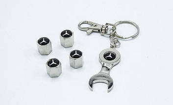 Ковпачки на ніпель з логотипом Mercedes і брелком ключиком TIRE VALVES YX-088 логотип Мерседес бенс, фото 4