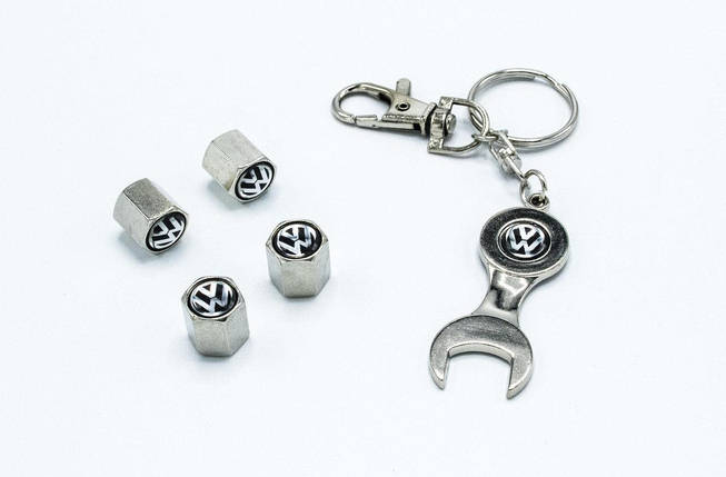Ковпачки на ніпель з логотипом Volkswagen і брелком ключиком TIRE VALVES YX-088 логотип Фольцваген, фото 3