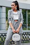✔️ Жіночий класичний костюм в клітину 42-48 розміру сірий в клітку, фото 6