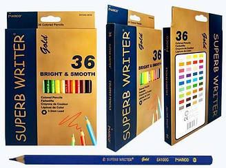 Олівці Superb Writer 36 кольорів №4100G-36CB "MARCO" gold 3.3mm