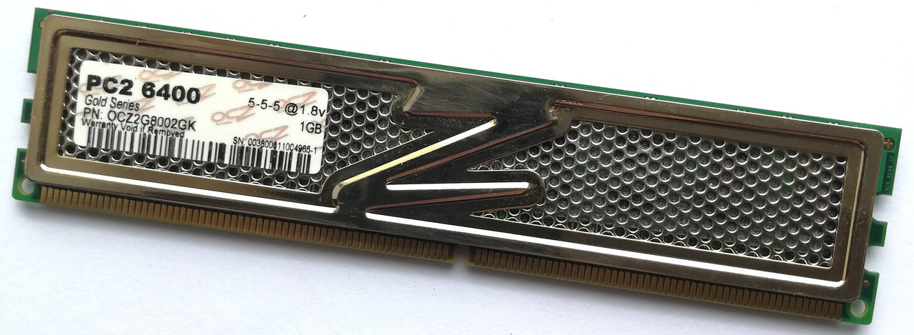 Игровая оперативная память OCZ Gold DDR2 1Gb 800MHz PC2 6400U 1R8/2R8 CL5 (OCZ2G8002GK) Б/У
