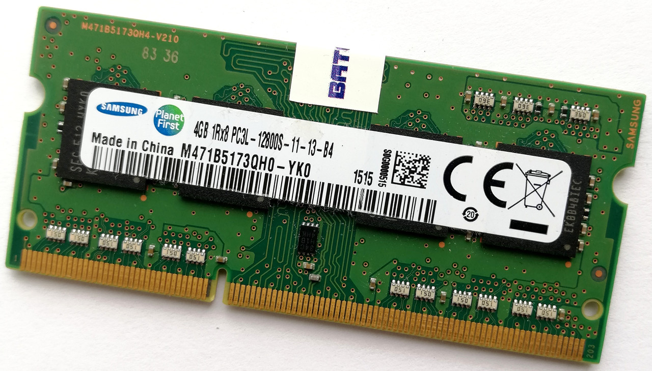 Оперативна пам'ять для ноутбука Samsung SODIMM DDR3L 4Gb 1600MHz PC3L-12800S 1R8 CL11 (M471B5173QH0-YK0) Б/В