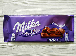 Шоколад молочний з какао кремом Milka Tripe Choco Cocoa 90г (Швейцарія)