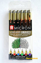 Набір лінерів PIGMA MICRON 01 BASIC 6 кольорів, Sakura