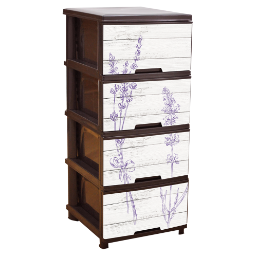 Пластиковий комод Алеана "Лаванда" на 4 ящики (коричневий з білим)