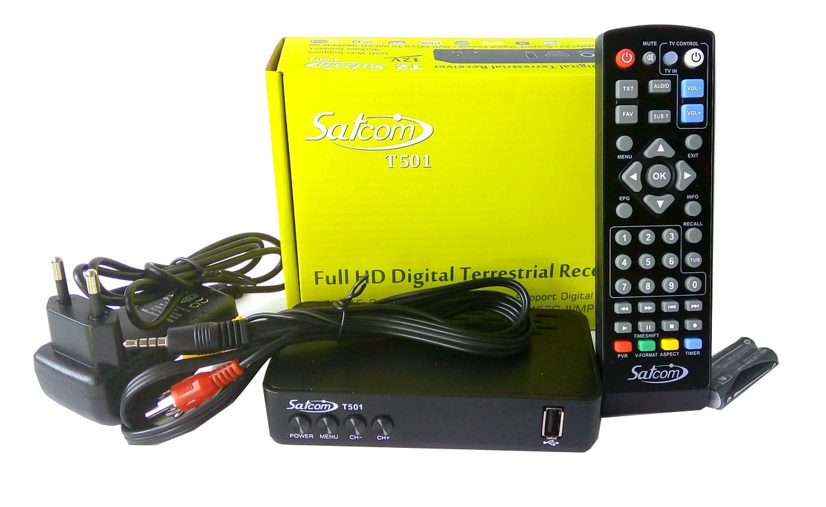 Ресивер тюнер Т2 SATCOM T501 DVB-T2 + пульт навчальний Живлення 12 вольтів