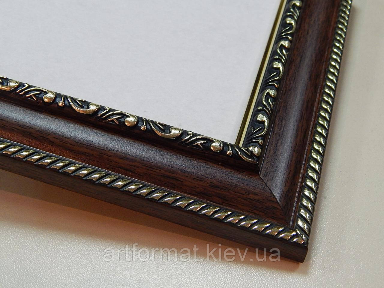 Рамка 50х70. Темне дерево з орнаментом. Профіль 29 мм. Для картин, дипломів, вишивок, фото 1