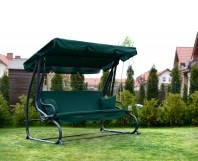 Садовая качеля-кровать "Люкс" с подушками зеленая, до 250 кг. Производство Польша