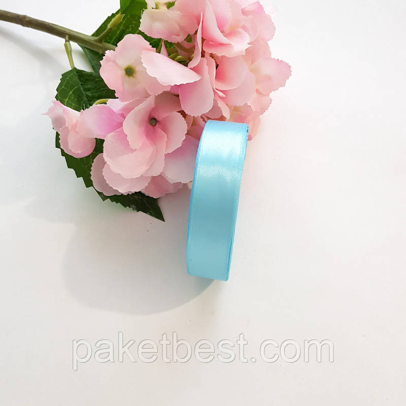 Стрічка атласна 2,5 см/33м Блакитна