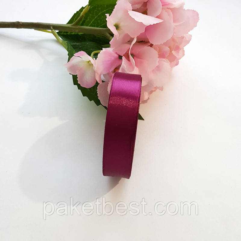 Стрічка атласна 2 см/33 м "Бордовий", фото 1