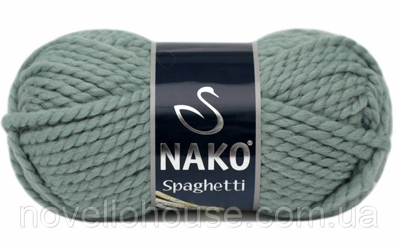 Nako SPAGHETTI ( Спагетті ) № 10937  сіро-зелений (Вовна з акрилом, нитки для в'язання)