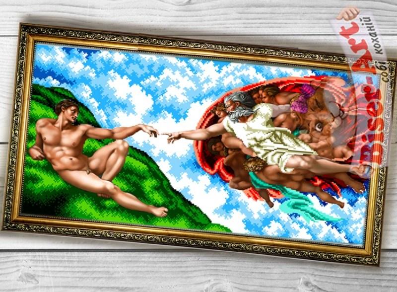 Схема вышивки бисером (нитками)на габардине Створення Адама  37426