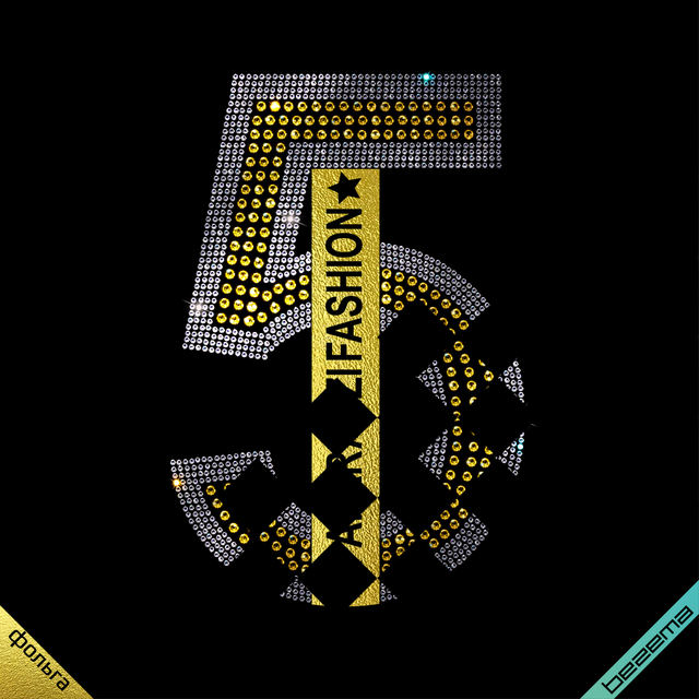 Термопринты на кофти Цифра 5 (ss6 кристал, ss20 золото)