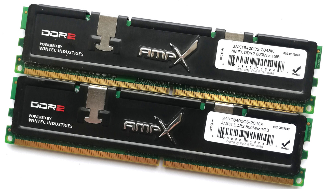 Комплект оперативной памяти Wintec DDR2 2Gb (1Gb+1Gb) 800MHz PC2 6400U CL5 (3AXT6400C5-2048K) Б/У