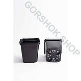 Горщик квадратний 0.7 л / 9.7х9.7х11 см для розсади та квітів * технічний пластиковий чорний горщик для рослин, фото 3