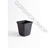 Горщик квадратний 0.7 л / 9.7х9.7х11 см для розсади та квітів * технічний пластиковий чорний горщик для рослин, фото 2