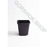 Горщик квадратний 0.7 л / 9.7х9.7х11 см для розсади та квітів * технічний пластиковий чорний горщик для рослин, фото 5