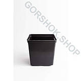 Горщик квадратний 2.7 л / 15х15х15 см для розсади та квітів * технічний пластиковий чорний горщик для рослин, фото 2