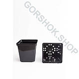 Горщик квадратний 1.9 л / 13х13х13 см для розсади та квітів * технічний пластиковий чорний горщик для рослин, фото 5