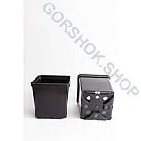 Горщик квадратний 2.7 л / 15х15х15 см для розсади та квітів * технічний пластиковий чорний горщик для рослин, фото 3