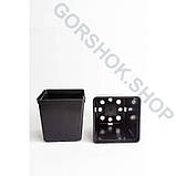 Горщик квадратний 2.7 л / 15х15х15 см для розсади та квітів * технічний пластиковий чорний горщик для рослин, фото 4